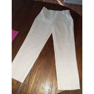 Size 8 C Est 1946 Khaki Tan White Mid Rise Flat Front Dress Casual Pants Stretch